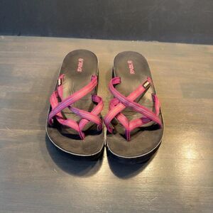 Teva pink and purple Mush wedge sandals W8 #summer #beachwear